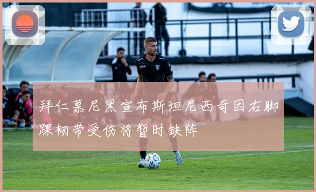 拜仁慕尼黑宣布斯坦尼西奇因右脚踝韧带受伤将暂时缺阵